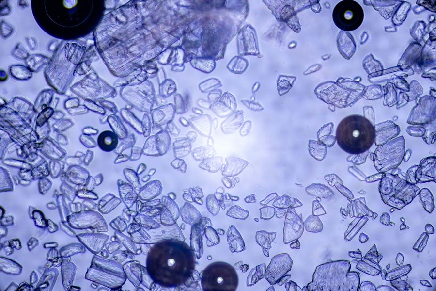 Microscope view of sub-visible particles